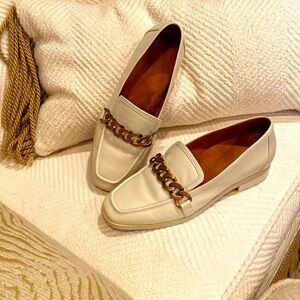 Cream colored women’s leather loafers size 11.  Worn once.